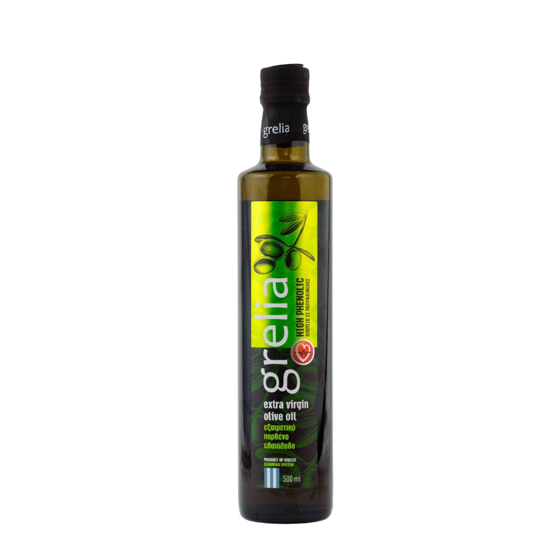 Grelia Extra Virgin High Phenolic olīveļļa ar augstu polifenolu saturu, 500ml