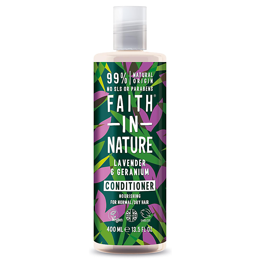 Faith in Nature lavandas un ģerānijas kondicionieris sausiem un normāliem matiem, 400ml