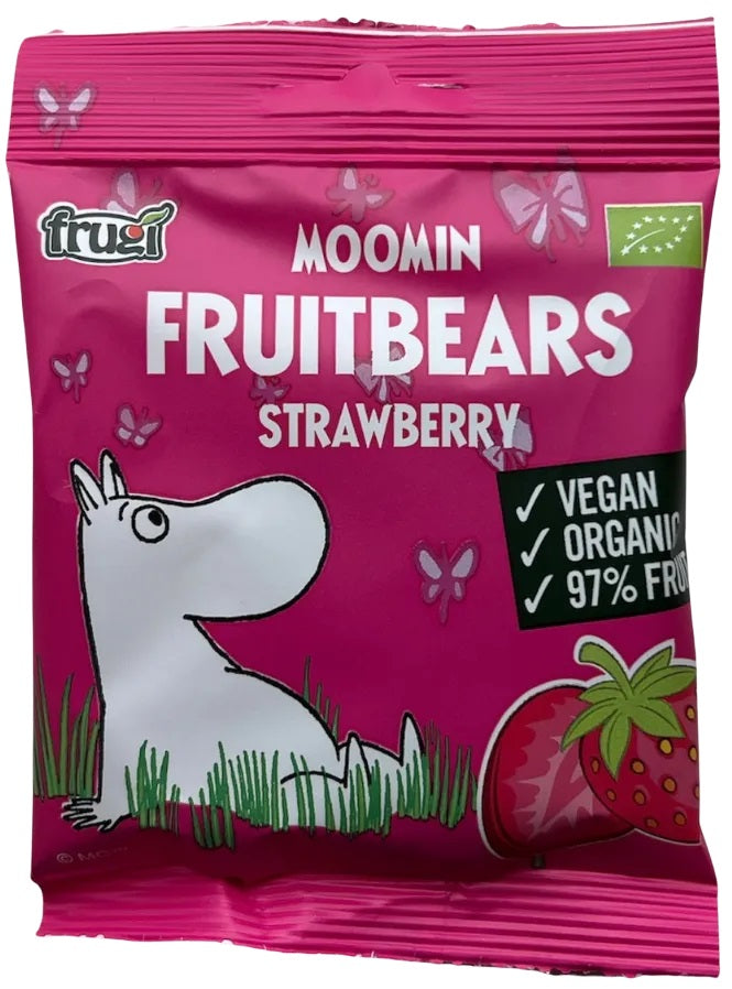 Frugi BIO Moomin marmelādes lācīši ar zemeņu garšu, bez pievienota cukura, 40g
