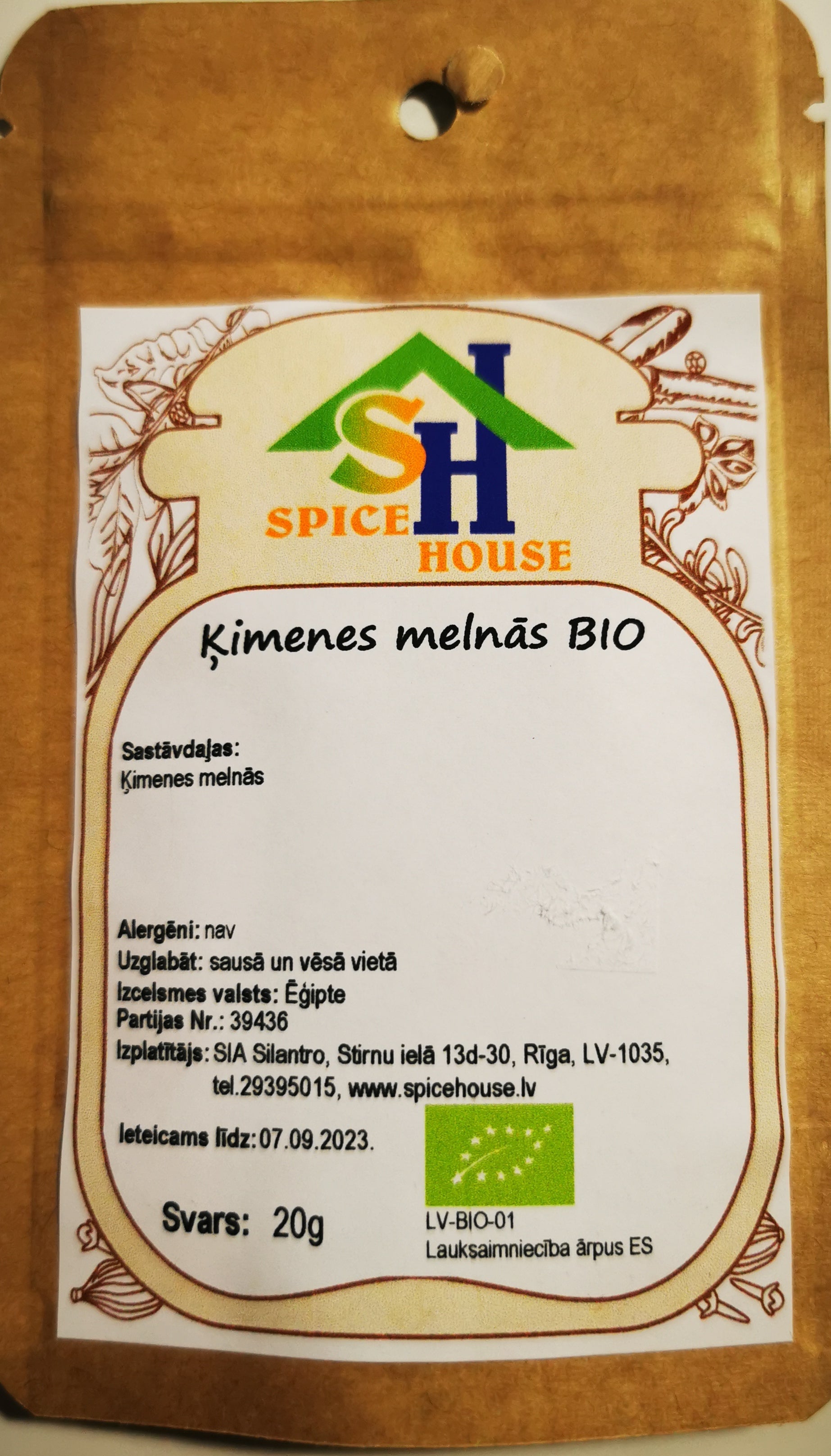 Spice House bio melnās ķimenes, 20g