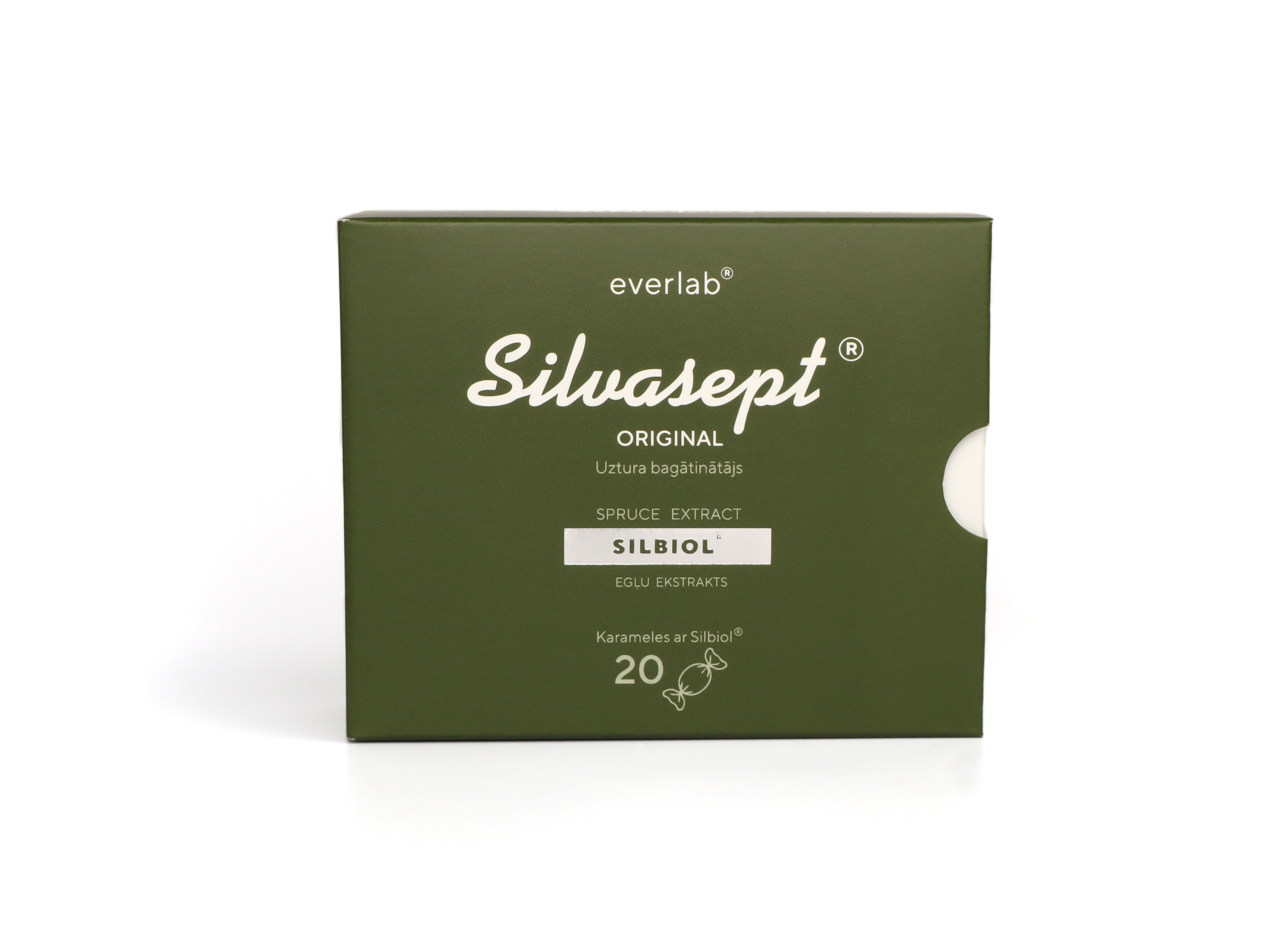 Biolat Everlab uztura bagātinātājs karameles ar skuju ekstraktu Silvasept® original, 20gb.