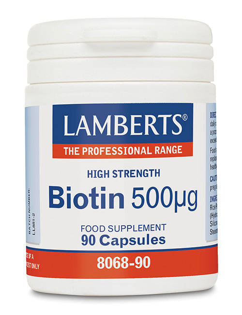 Lamberts uztura bagātinātājs Biotīns (B7 vitamīns) 500µg, 90 kaps.