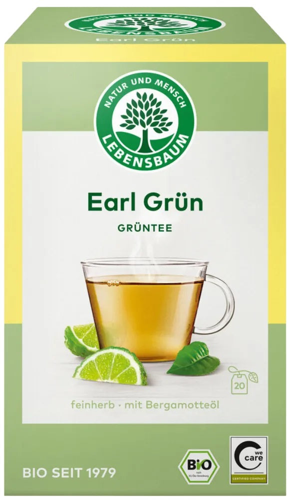 Lebensbaum BIO zaļā tēja "Earl Green" ar bergamotes un citronu eļļu, 20pac