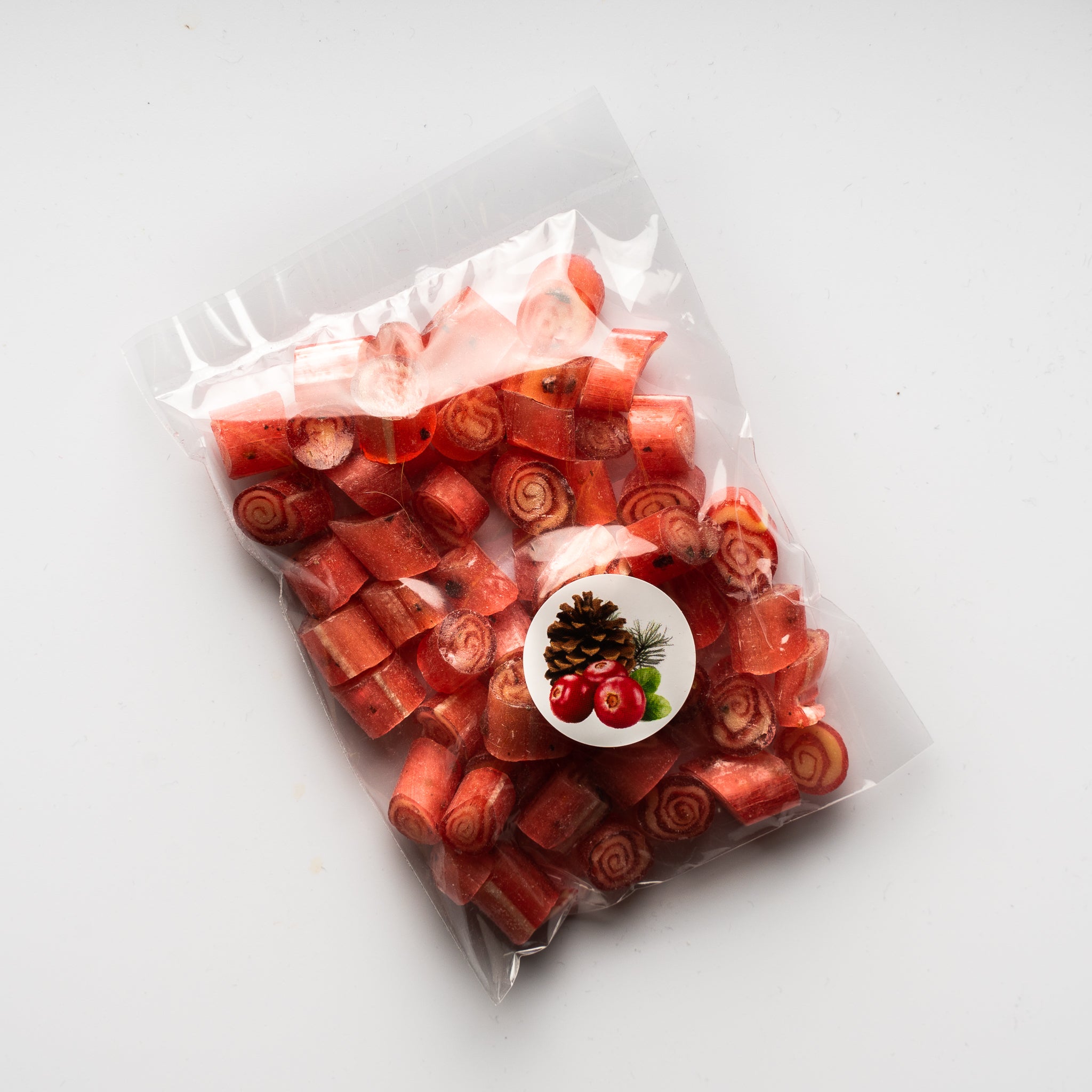 Mītavas čiekurs karameles ar priežu čiekuru sīrupa un dzērveņu garšu, 50g