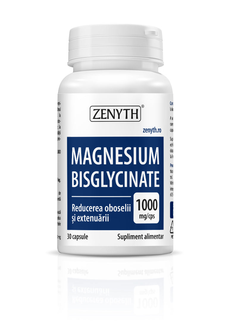 Zenyth uztura bagātinātājs Magnijs bisglicināts (bisglycinate) 1000mg, 30 kaps.