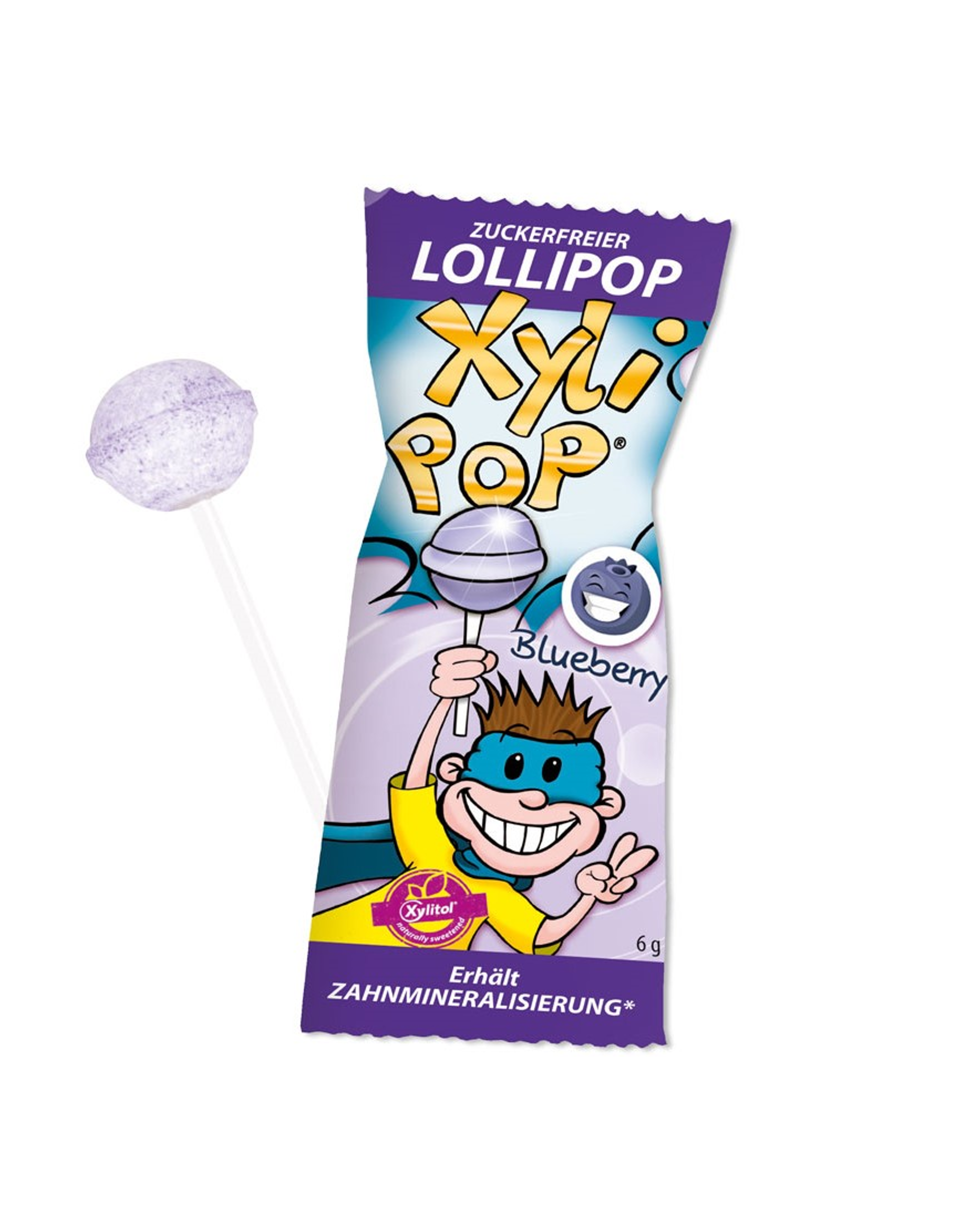 Miradent XyliPOP Lollipops konfekte uz kociņa ar melleņu garšu un ksilitolu, 6g