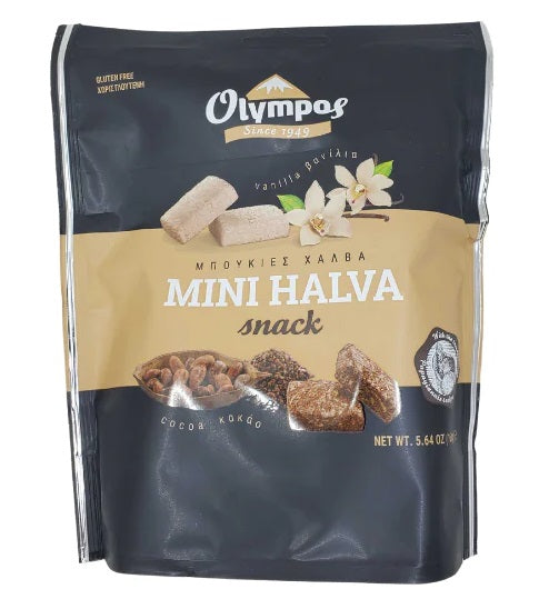 Olympos sezama halvas mini uzkodas ar vaniļu un kakao, 8x20g