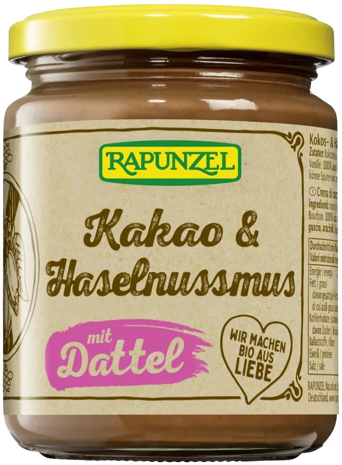 Rapunzel BIO kokosriekstu un lazdu riekstu krēms ar datelēm un kakao, 250g