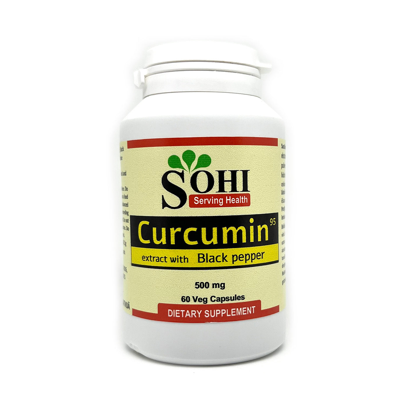 SOHI uztura bagātinātājs Kurkumīna ekstrakts ar melnajiem pipariem 500mg, 60 kaps.