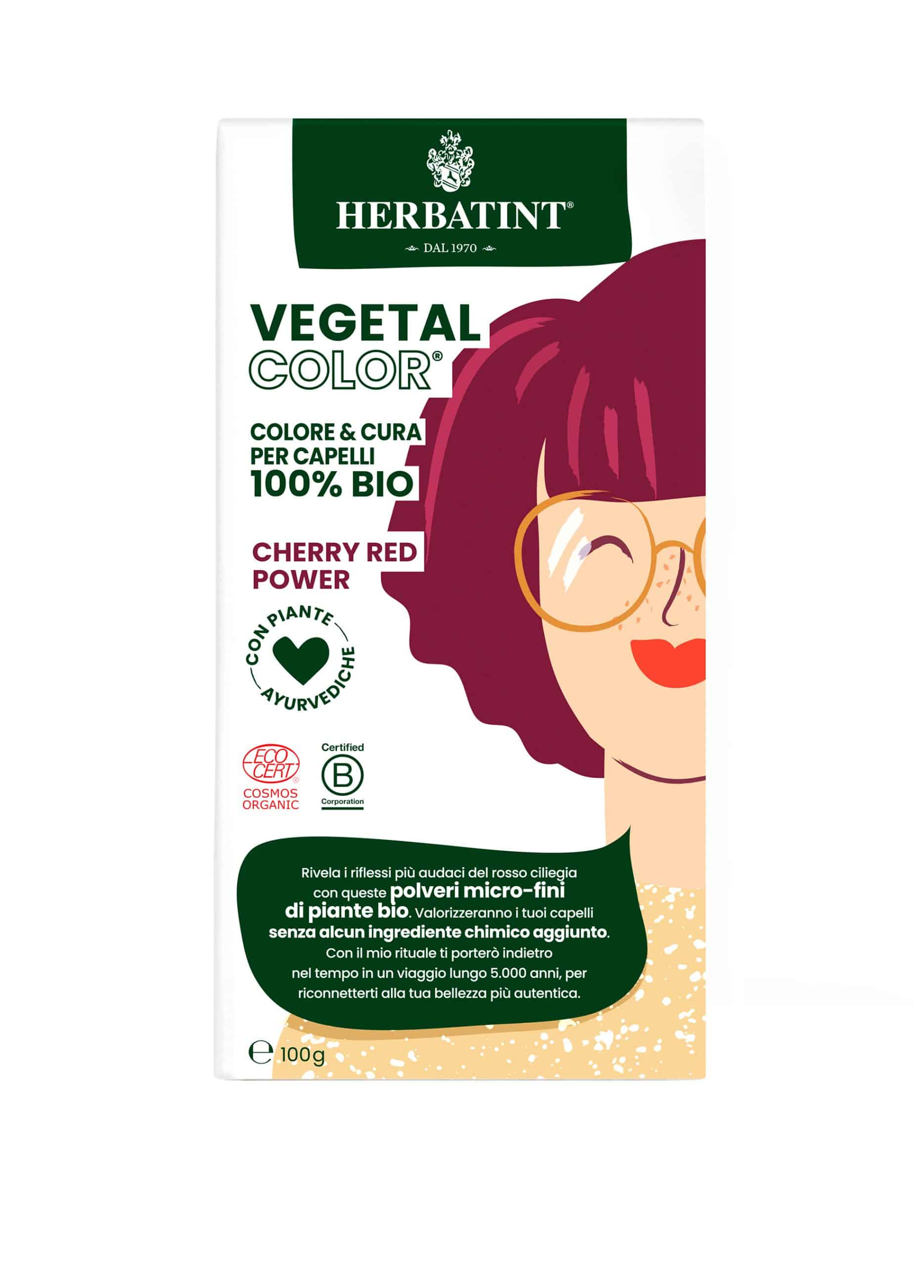 Herbatint Vegetal 100% dabīga pulverveida matu krāsa Cherry Red (ķiršu sarkana), 100g
