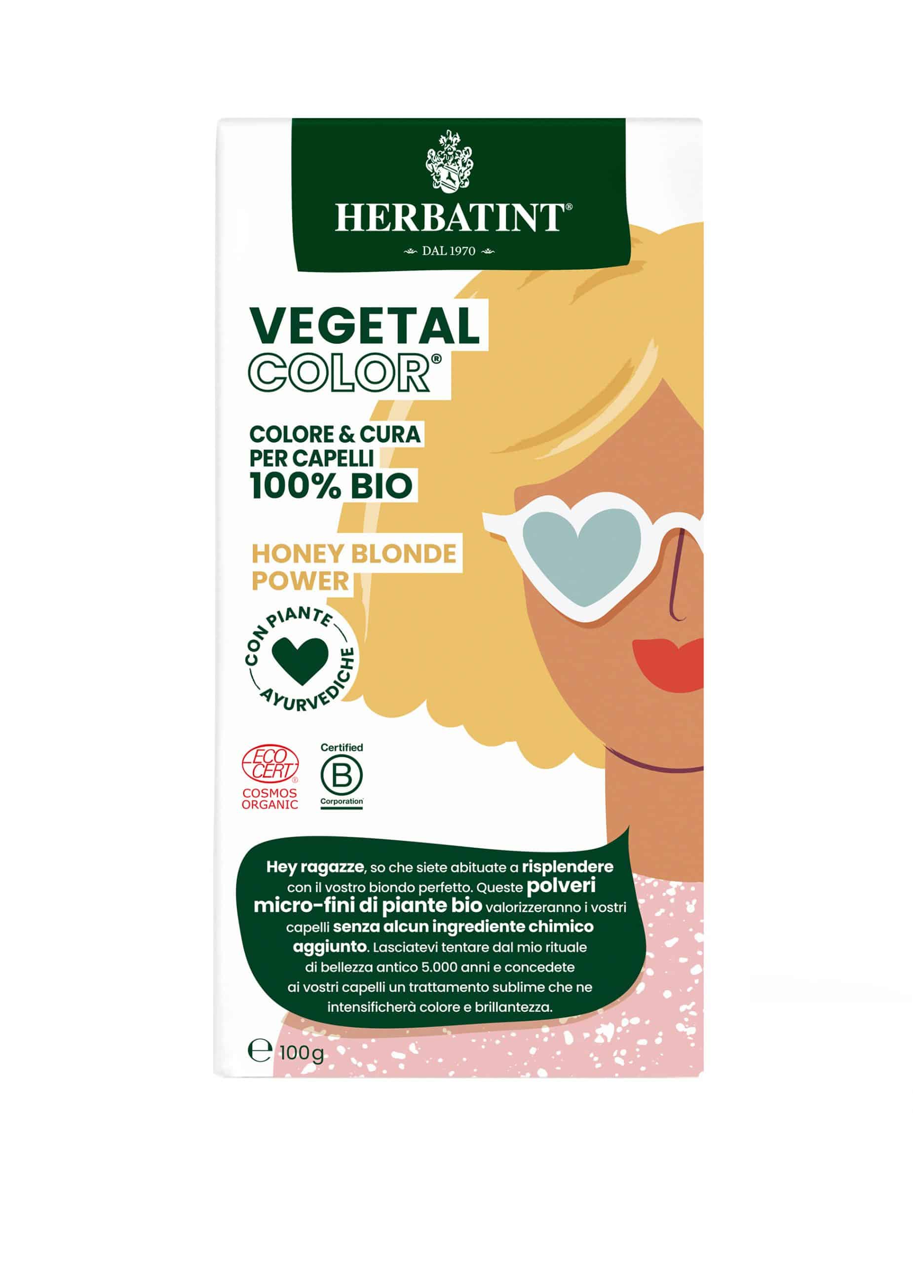 Herbatint Vegetal 100% dabīga pulverveida matu krāsa Honey Blond (medus blonda), 100g