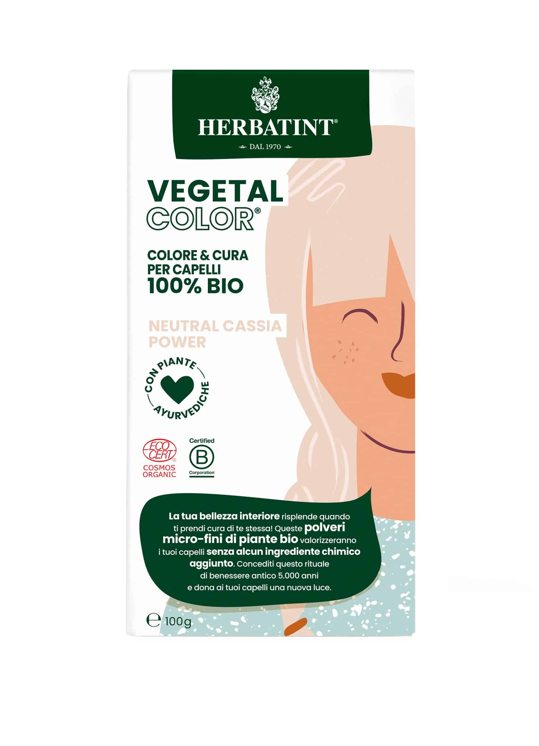 Herbatint Vegetal 100% dabīga pulverveida matu maska Neutral Cassia, 100g
