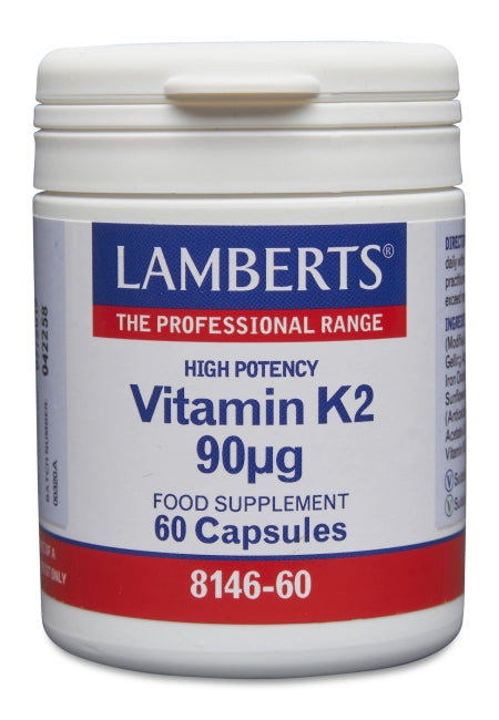 Lamberts uztura bagātinātājs Augstas iedarbības K2 vitamīns 90µg, 60kaps.