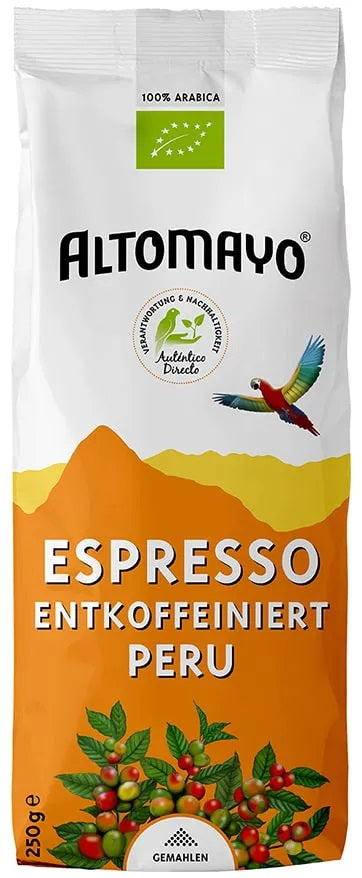 Altomayo BIO maltā kafija bez kofeīna Espresso Peru, 250g