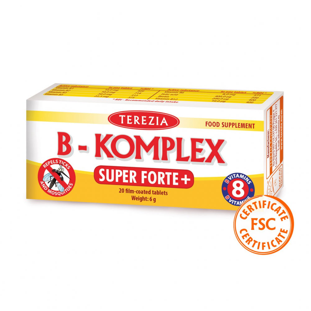 Terezia uztura bagātinātājs ar B grupas vitamīniem B-KOMPLEX SUPER FORTE, 20 tabl.