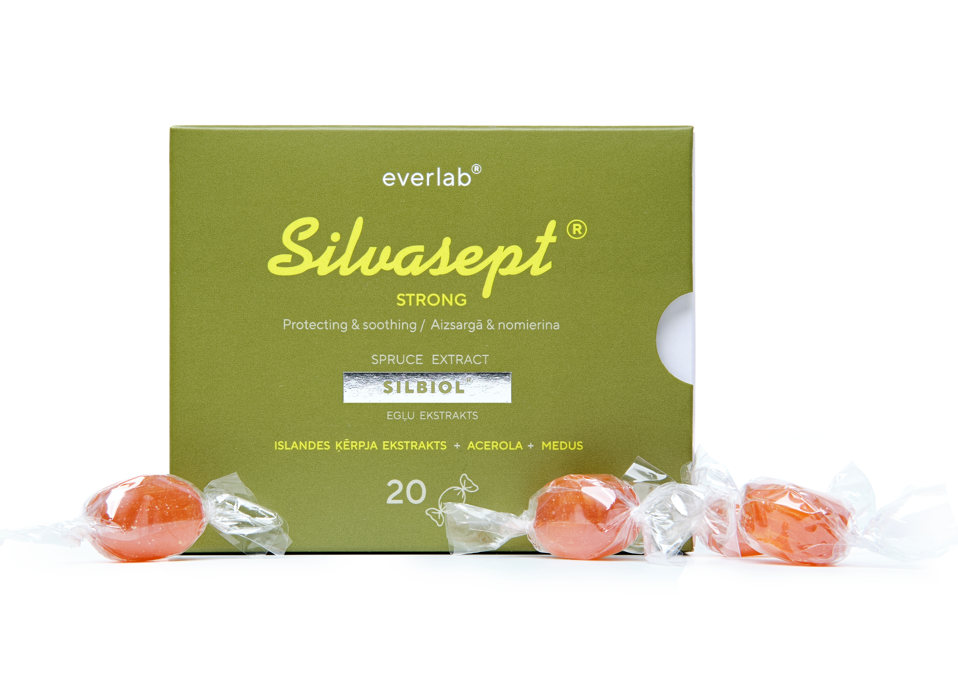 Biolat Everlab uztura bagātinātājs karameles ar skuju ekstraktu Silvasept® Strong, 20gb.