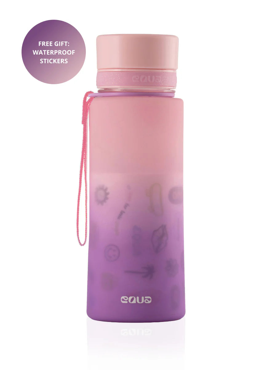 Equa BPA FREE ūdens pudele bērniem ar 30 uzlīmēm Icon, 600ml - Lavandas ekoveikals internetā