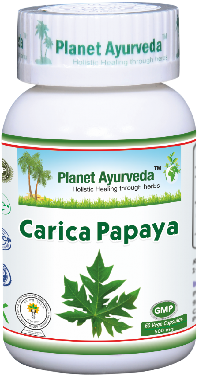 Planet Ayurveda uztura bagātinātājs Carica Papaya (ar papaijas lapu ekstraktu), 60kaps.
