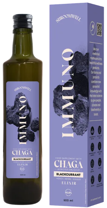 Shroomwell uztura bagātinātājs imunitātei ar čagu Immuno Elixir, 500ml