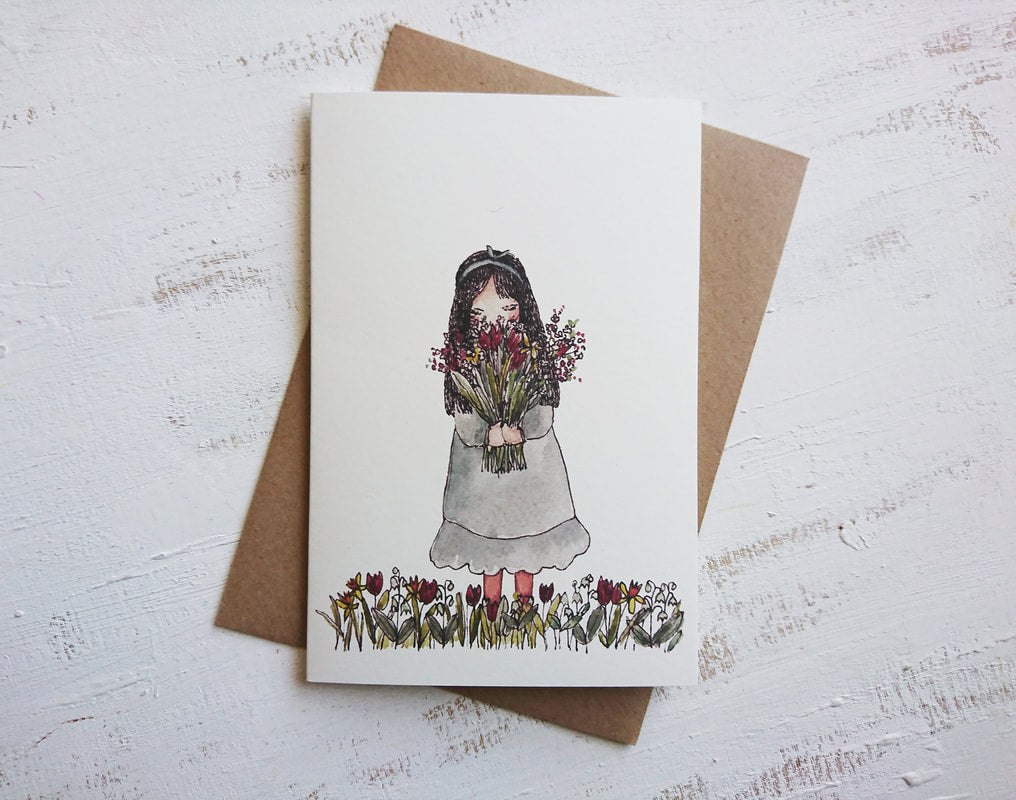Mydesignpictures atverama kartīte Girl With Flowers 10*15 cm