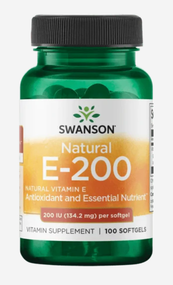 Swanson uztura bagātinātājs E-200 (vitamīns E), 100 kaps.