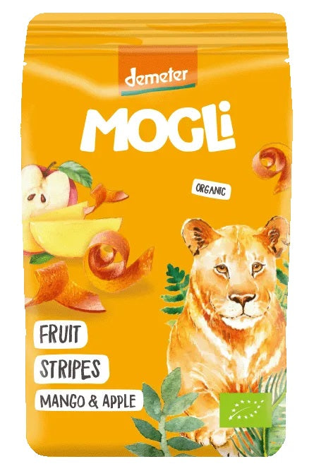 Mogli BIO augļu sloksnes ar mango un āboliem, bez pievienota cukura, 25g