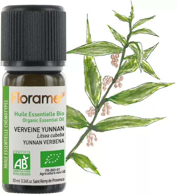 Florame organiska  verbēnas (litsea cubeba) ēteriskā eļļa, 10ml
