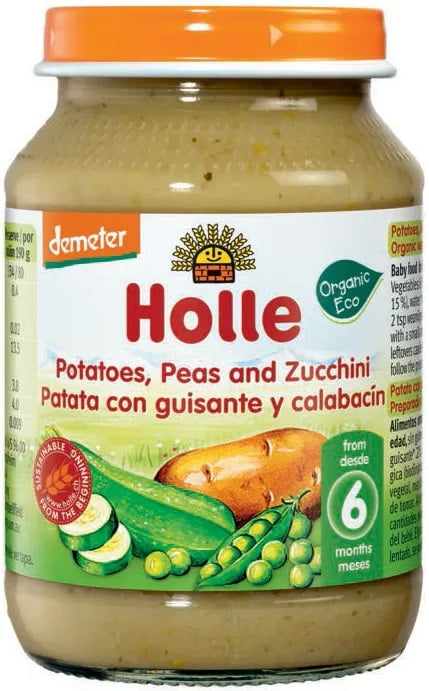Holle BIO kartupeļu, zirņu un cukīni biezenis no 6 mēn., 190g
