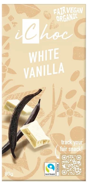 Vivani iChoc BIO vegānā baltā šokolāde ar vaniļu White Vanilla, 80g