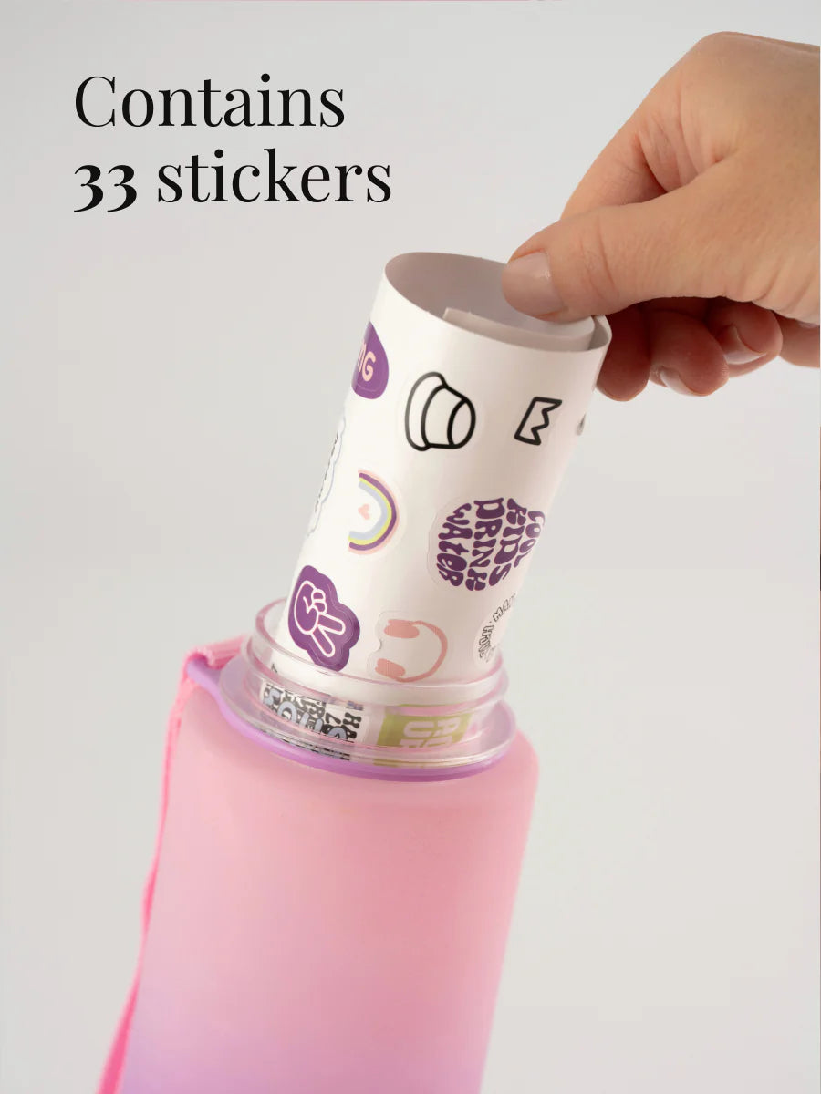 Equa BPA FREE ūdens pudele bērniem ar 30 uzlīmēm Icon, 600ml - Lavandas ekoveikals internetā