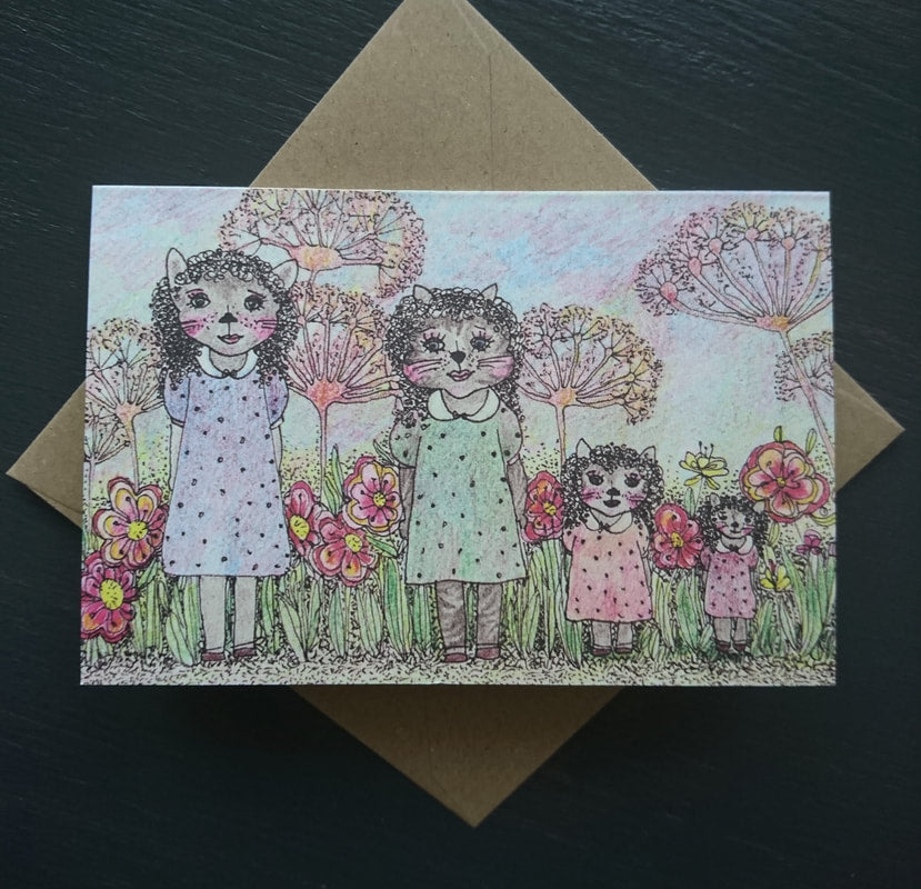Mydesignpictures atverama kartīte 10*15 cm Four Cat Girls