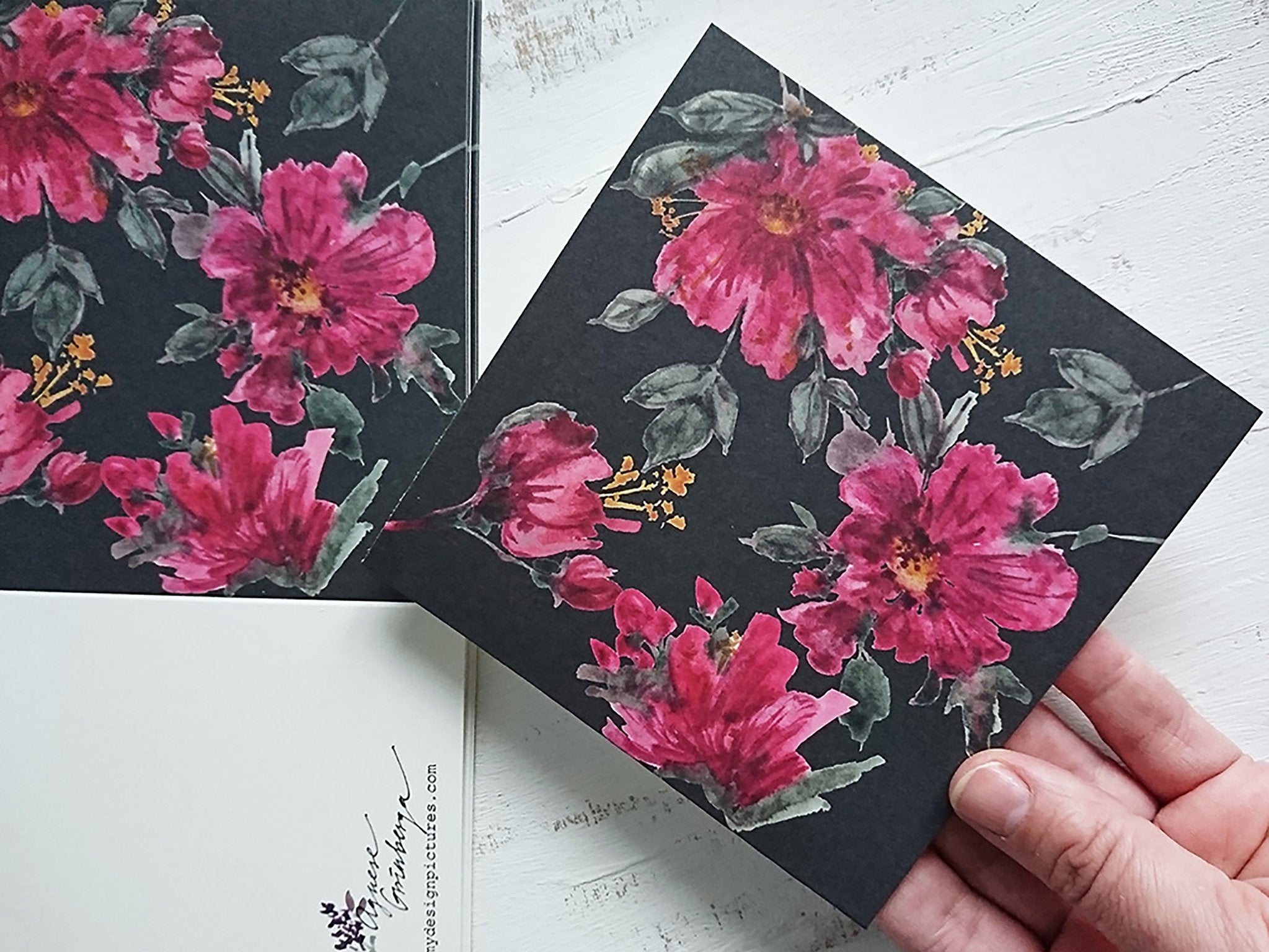 Mydesignpictures atverama kartīte 13*13 cm Deep Pink Floral