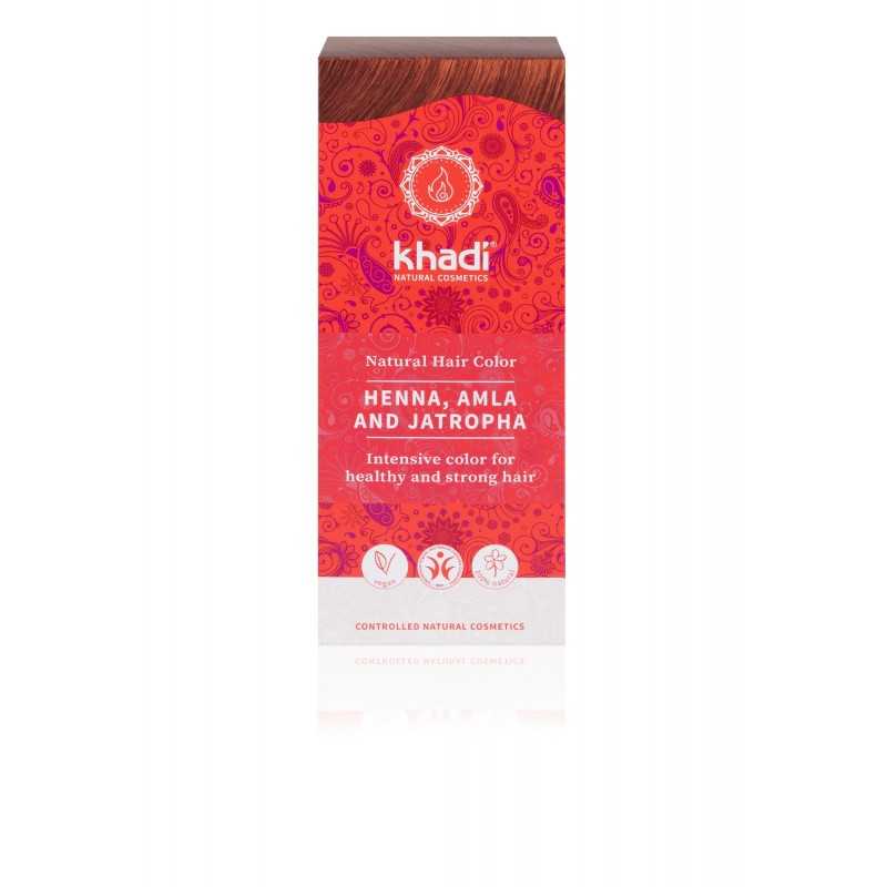 Khadi augu izcelsmes matu krāsa "Henna, Amla & Jatropha", 100g