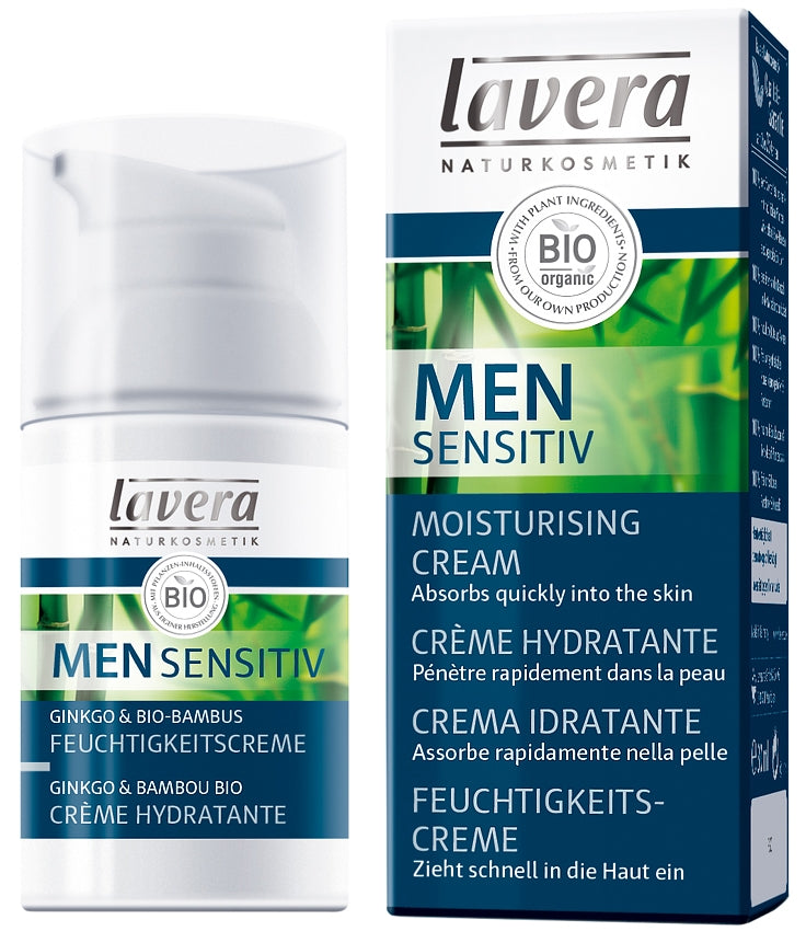 Lavera Men Sensitiv mitrinošs krēms ar organiskiem ginka un bambusa ekstraktiem, 30ml