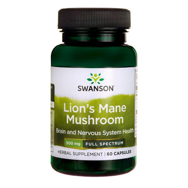 Swanson uztura bagātinātājs Full Spectrum® Lion`s Mane Mushroom (eža dižadatene jeb lauvas krēpes), 60 kaps.