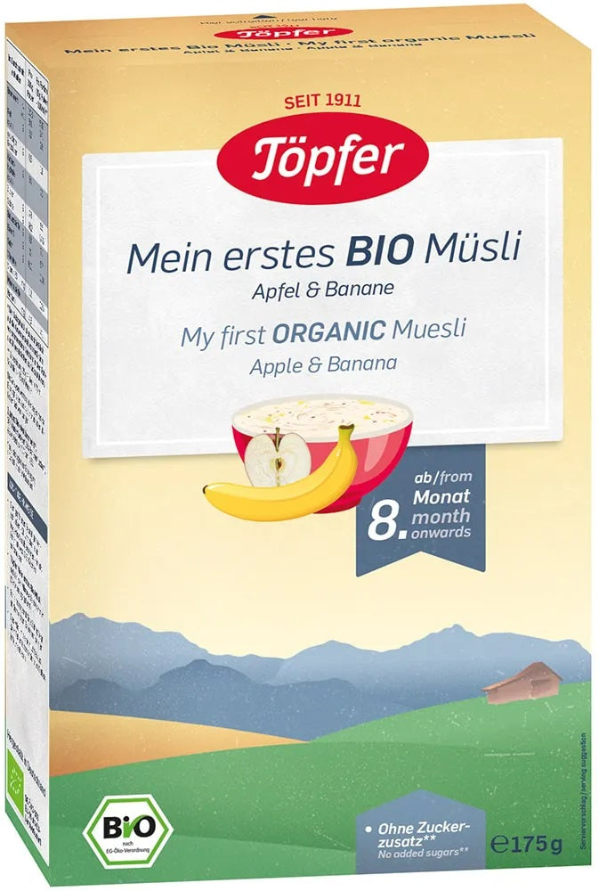 Topfer BIO pirmais muslis ar āboliem un banāniem no 8. mēn., 175g