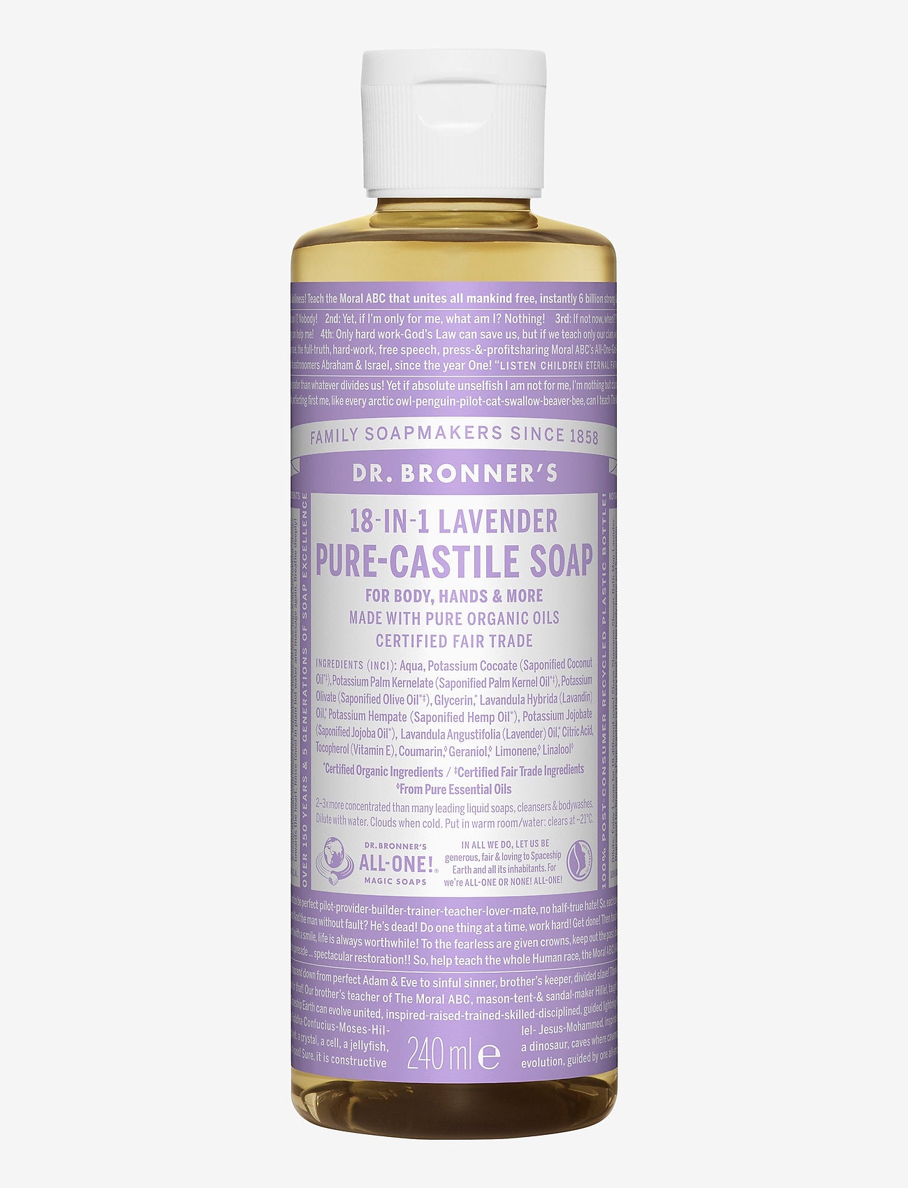 Dr. Bronner`s lavandas šķidrās ziepes, 240ml