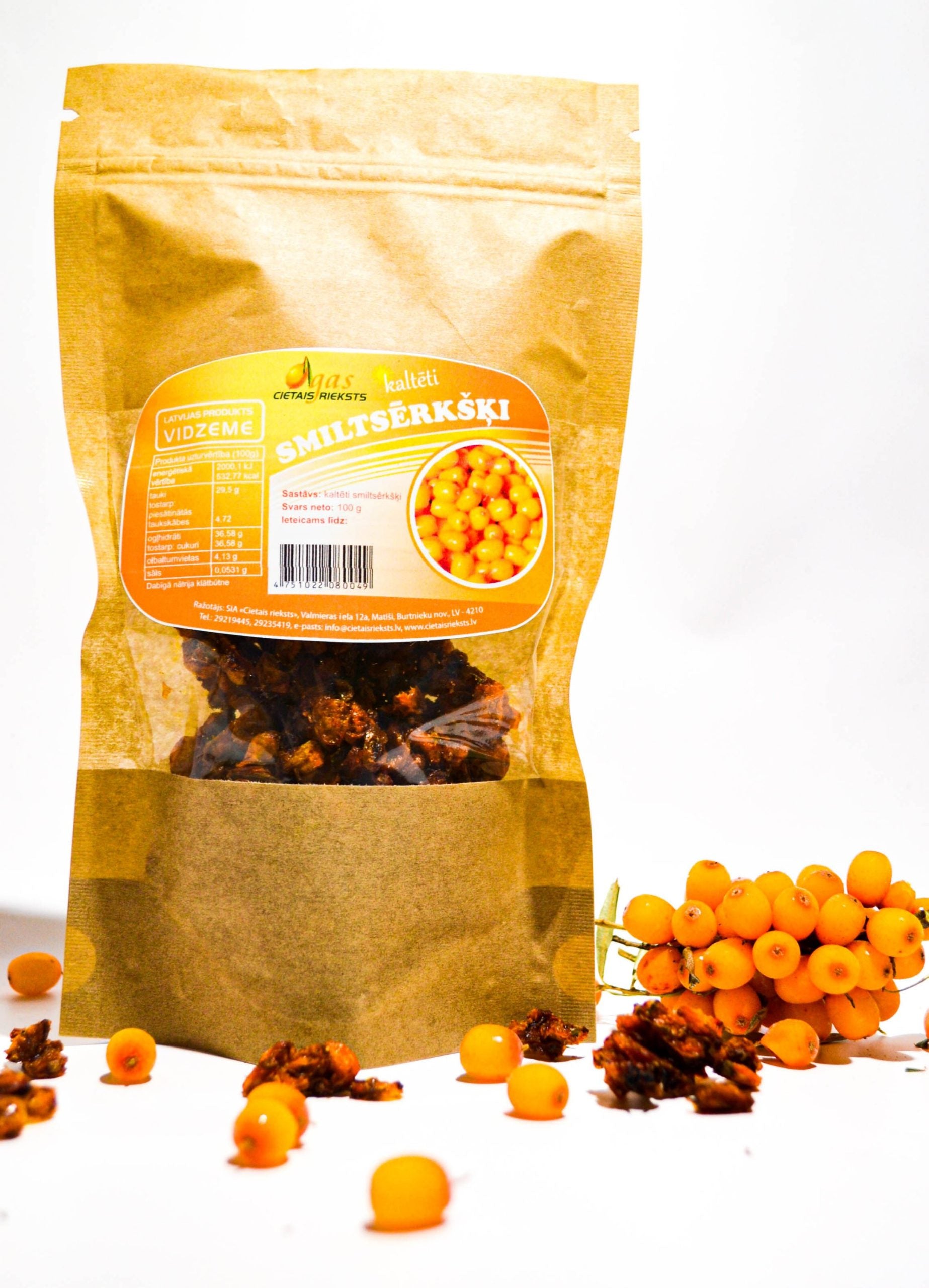 Cietais rieksts kaltēti smiltsērkšķi, 100g