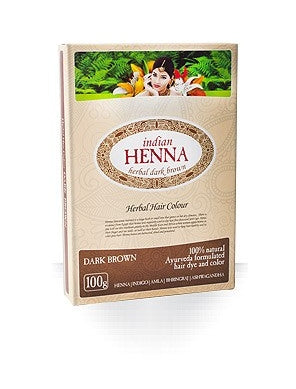 Indian Henna matu krāsa Dark brown (tumši brūna), 100g