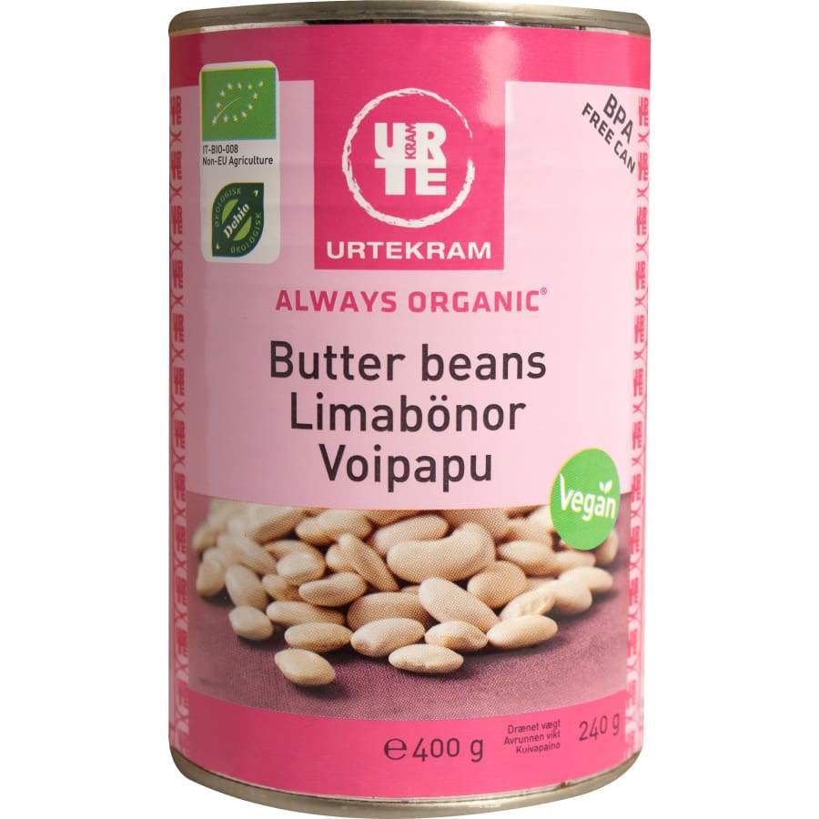 Urtekram Food BIO konservētas sviesta pupiņas, 400g