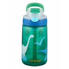 Contigo Gizmo Flip ūdens pudele ar salmiņu bērniem Jungle Green Dino, 420ml