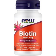 NOW Foods uztura bagātinātājs Biotīns (biotin) 1000mcg, 100 kaps.