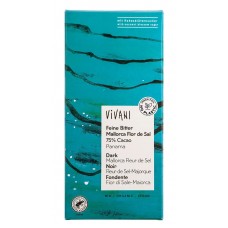 Vivani BIO tumšā šokolāde 75% ar sāli Fleur de Sel, 80g