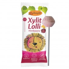 Birkengold Xylit Lolli ledene uz kociņa ar aveņu garšu,  bez  pievienota cukura, 6g